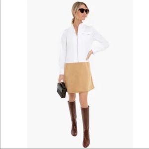 Tuckernuck Tan and White Delphina Shirt Dress Size XXS